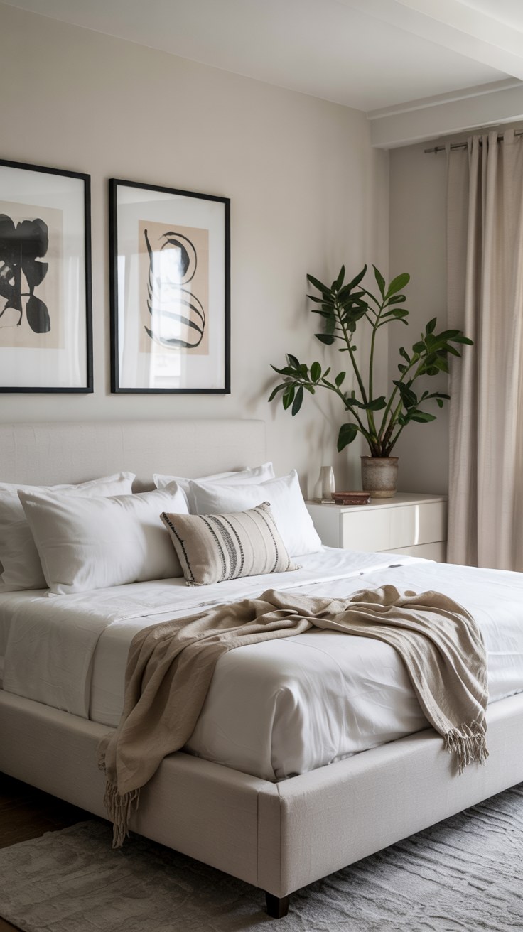 Minimalist Bedroom Ideas with Neutral Colors and Plants