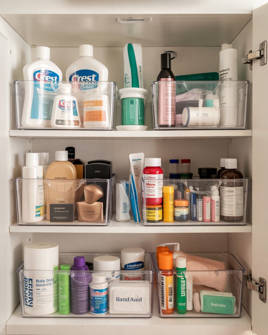 Bathroom Organization Ideas: Clear Organizer Bins for Under Sink Storage