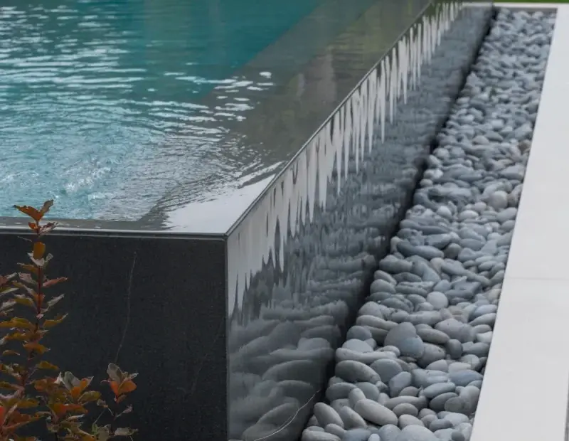 Budget Modern Minimalist Pool: Black Concrete Water Feature Ideas