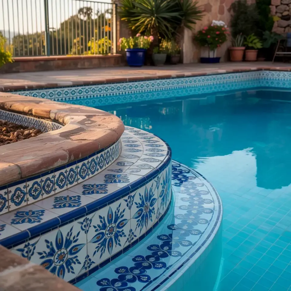 How to Plan a Mosaic Pool Tile Border - Cobalt Blue Pattern We Love