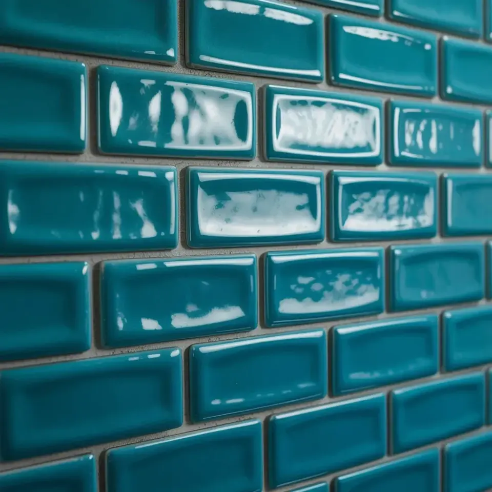 Turquoise Glass Tile with Wave Texture β Cozy Bathroom Backsplash Idea